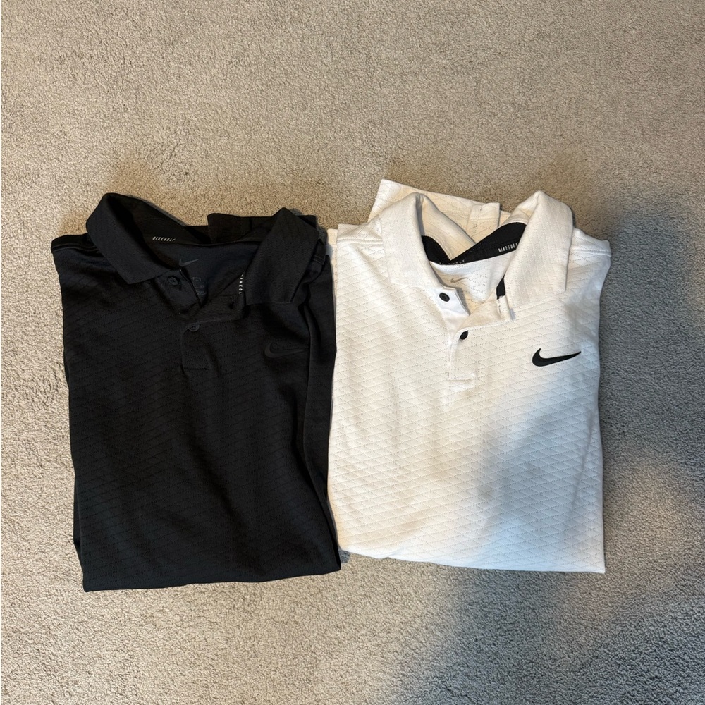 2 Nike men’s dri-fit adv tour golf polo xl 
White and black